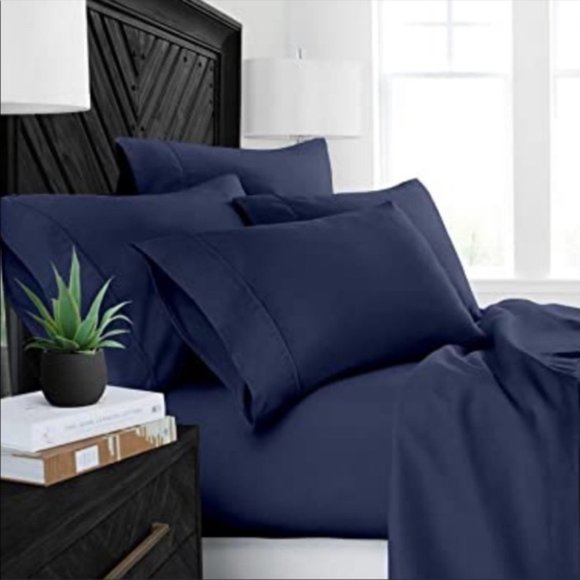 Ashley Taylor Bedding Bamboo Sheets 6 Piece Set Queen Navy Blue Poshmark